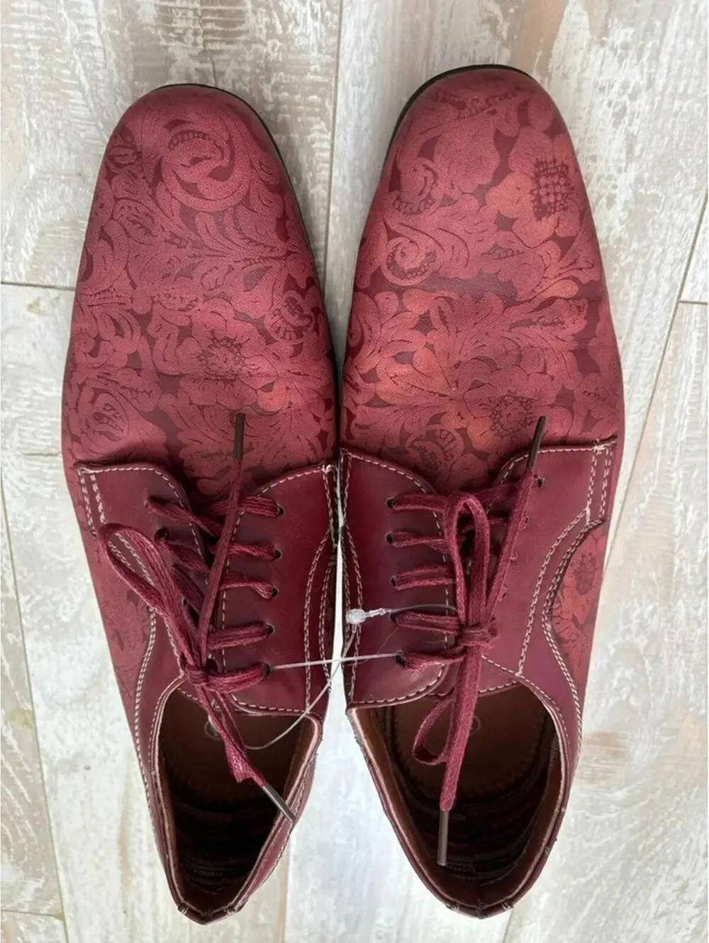 Franco Aldo maroon suede‎ sz 7.5 lace up dress shoes